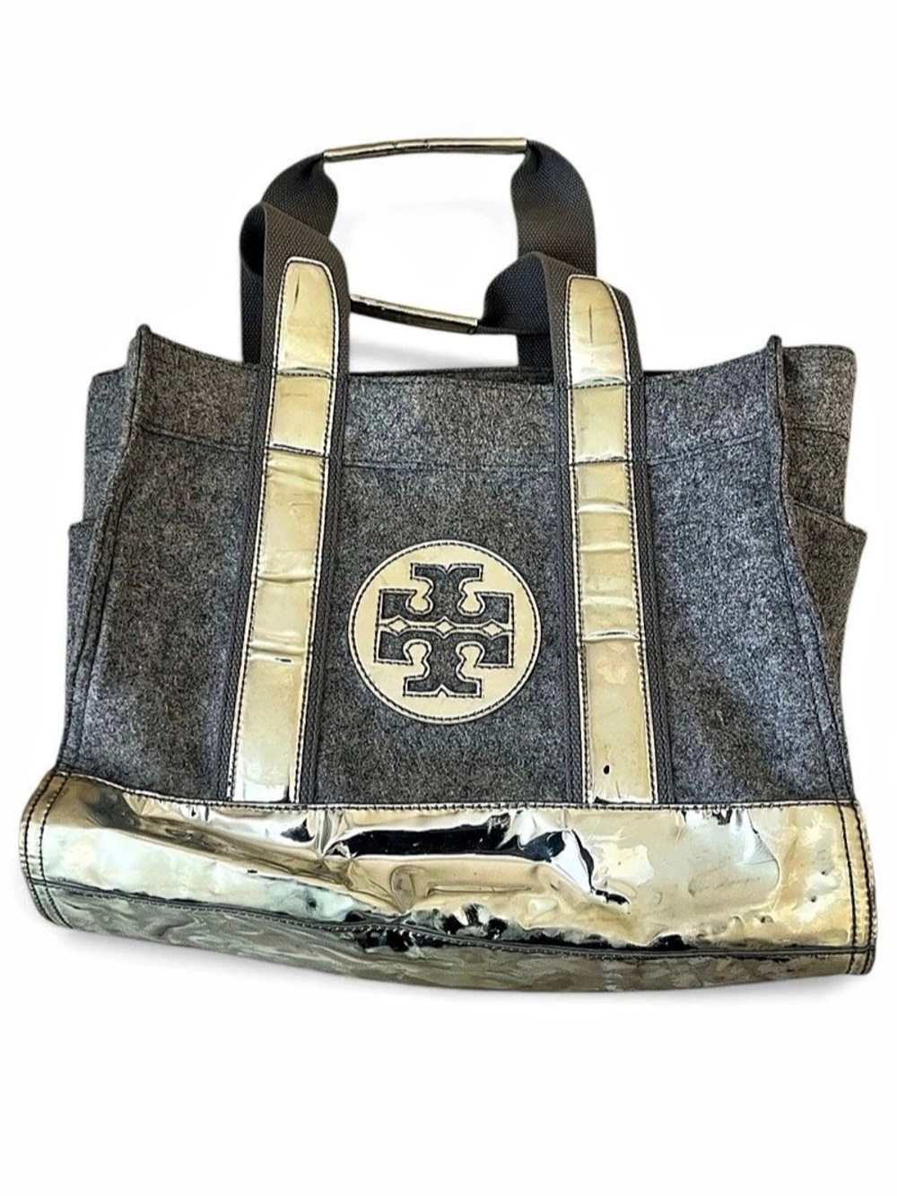 Tory Burch Block T Felt Tote Gray
